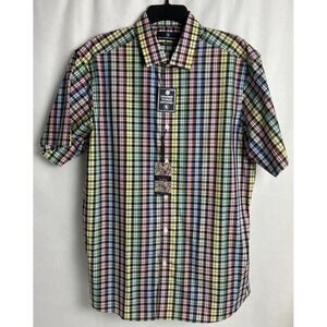 Hart Schaffner Marx Men's Shirt Size Large Key West Collection Untucked Navy D8